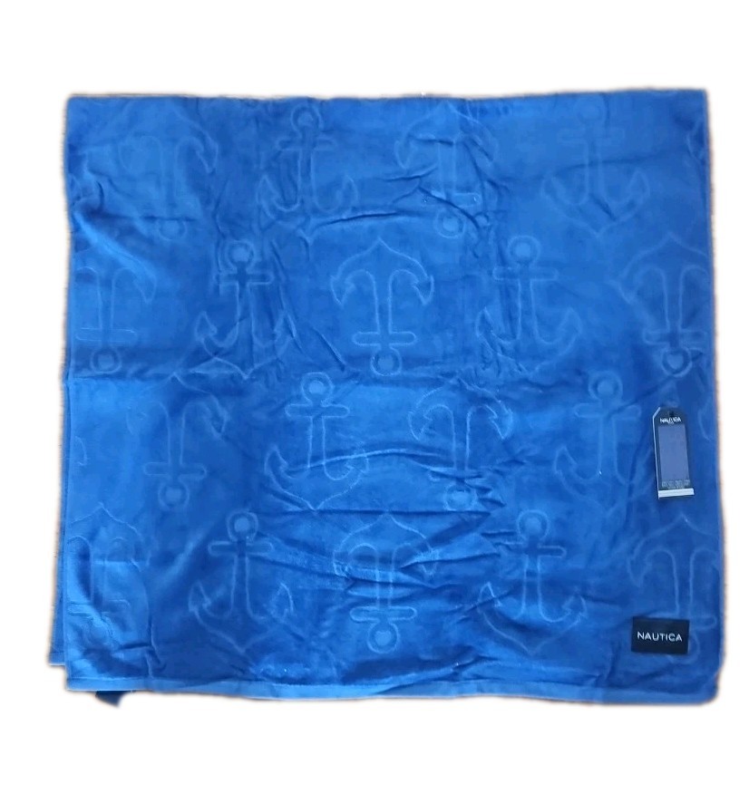 Nautica Beautiful Beach XLarge Towel Anchor Blue 36" x 68" / 91cm x 173cm NWT gallery