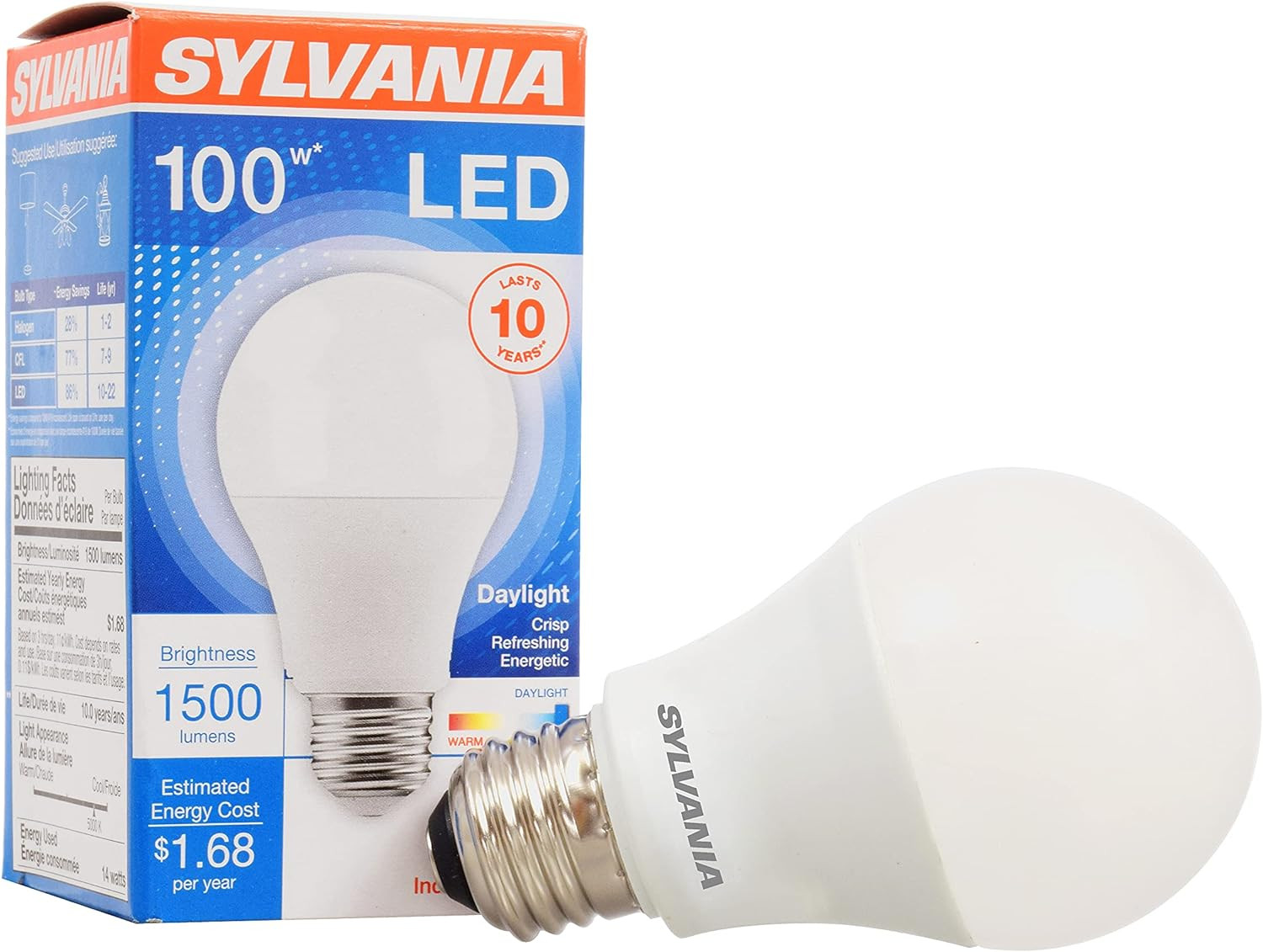 Sylvania LED Light Bulb, 100W Equivalent A19, Efficient 14W, Medium Base, Froste gallery
