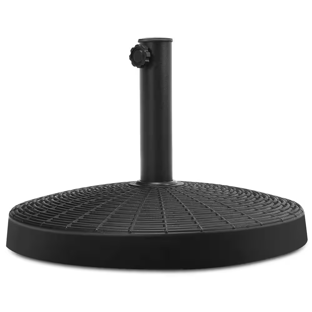 49 Lbs. round Resin Patio Umbrella Base Stand Holder in Black with Adjustable Kn gallery