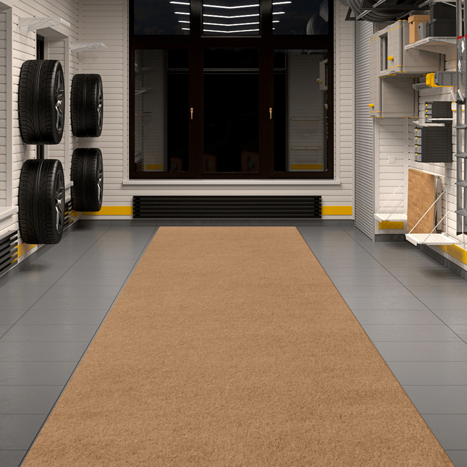 Runner Rug Hallway Non Slip Rubber Back Custom Size as Carpet Doormat Dark Beige gallery