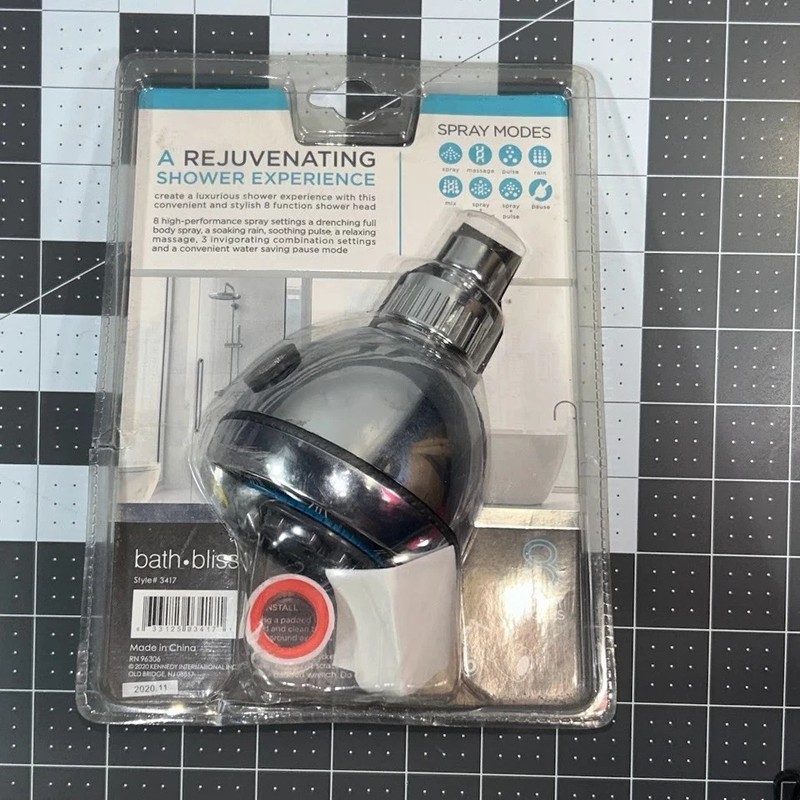 Bath Bliss 8 Function Monsoon Showerhead #3417 New gallery