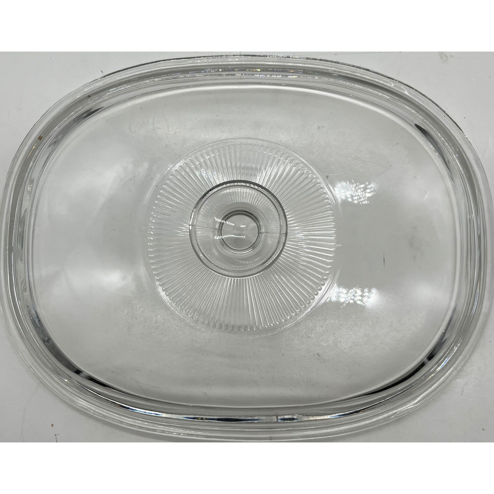 Pyrex DC1.5C Clear Glass Oval Casserole Lid Replacement Sunburst Knob 10.25in gallery