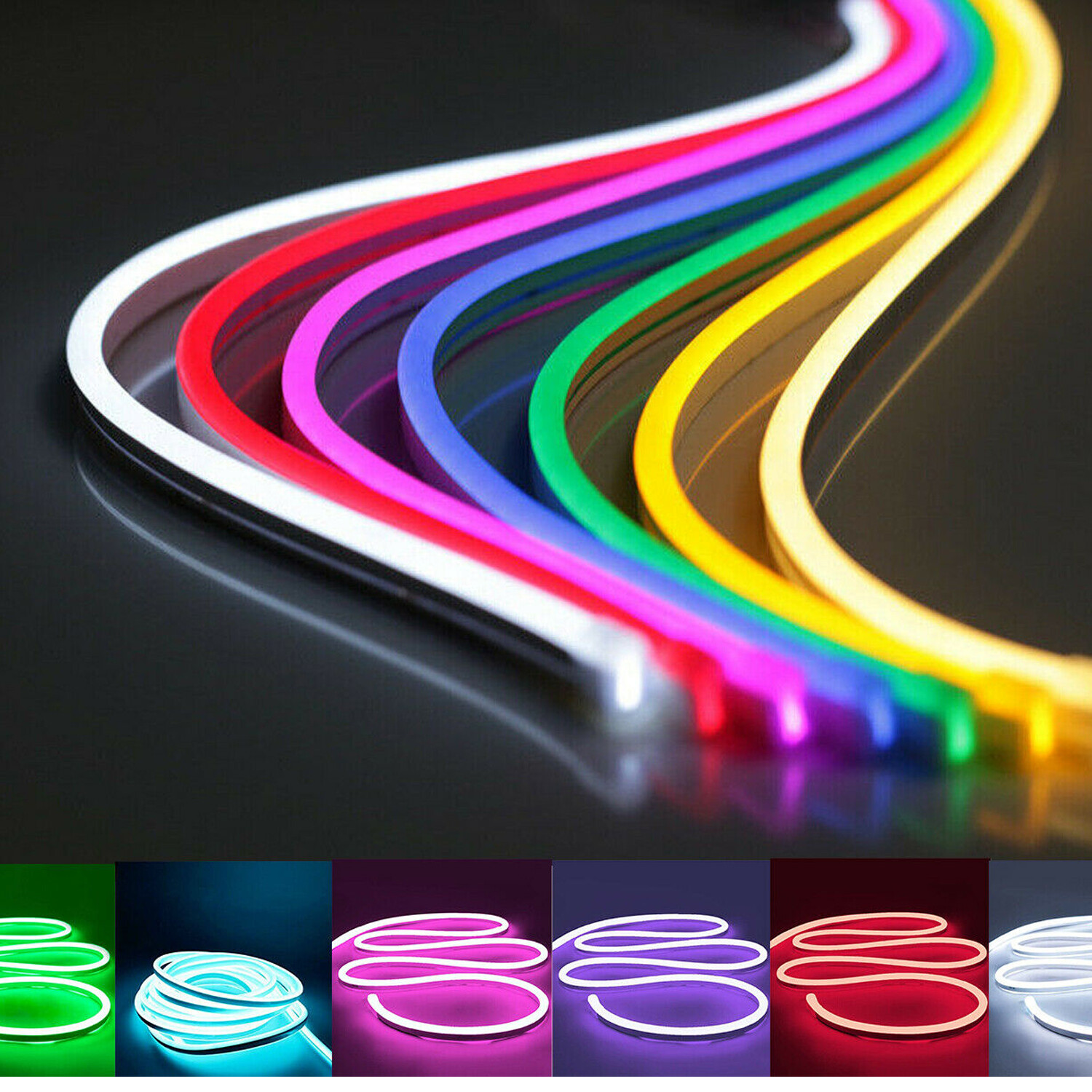 12V Flexible LED Strip Waterproof Sign Neon Lights Silicone Tube 1M 2M 3M 5M USA gallery