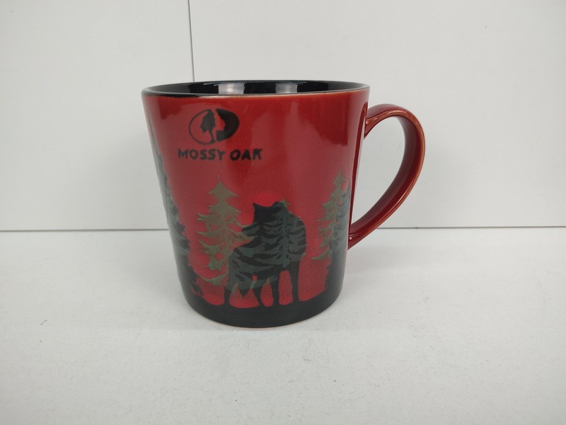 Mossy Oak Red Black Forest Wolf Ceramic Coffee Mug Cup Hunting Cabin Decor gallery