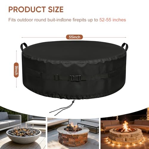 Onlyme Fire Pit Cover Round for In-Ground Fire Pits, 52-55 Round-55*9Inches gallery