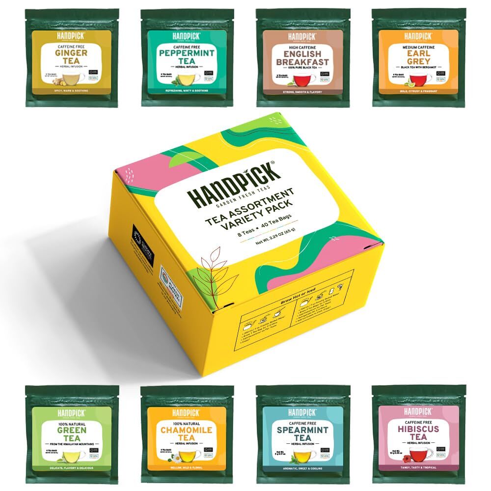 HANDPICK Tea Bags Sampler Assortment Variety pack Gift Box 8 Flavors 40 Tea B... gallery
