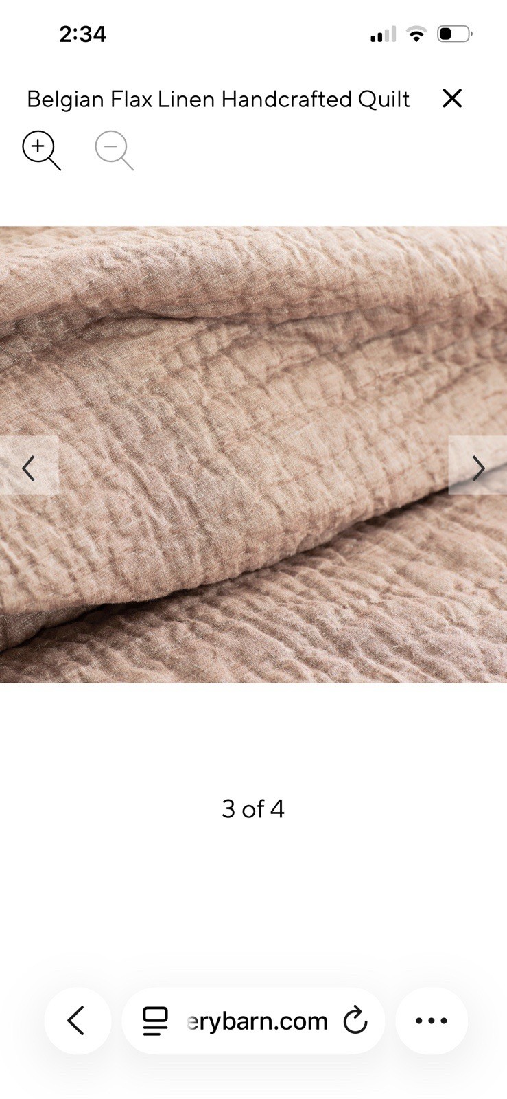 Pottery Barn, Belgian Flax Linen Handstitched Quilt, King/CaKing Rosewood Blush gallery