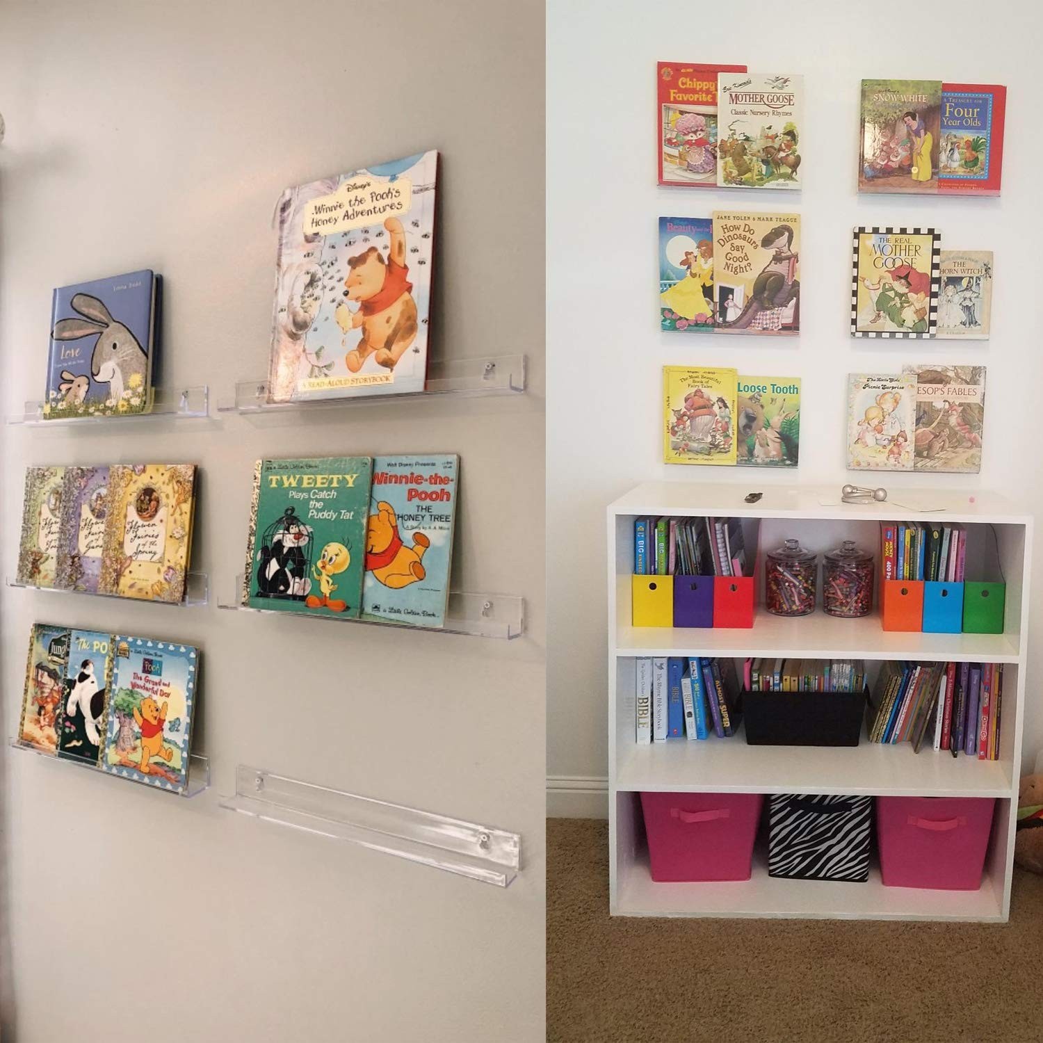 Sooyee 6 Pack 15 Inch Acrylic Invisible Floating Bookshelf for Kids Room, Mod... gallery