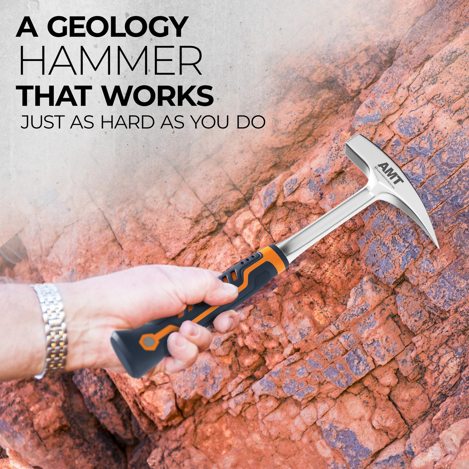 American Mutt Tools Rock Hammer – Heavy Duty 22oz Rock Pick Hammer – Geology Ham gallery