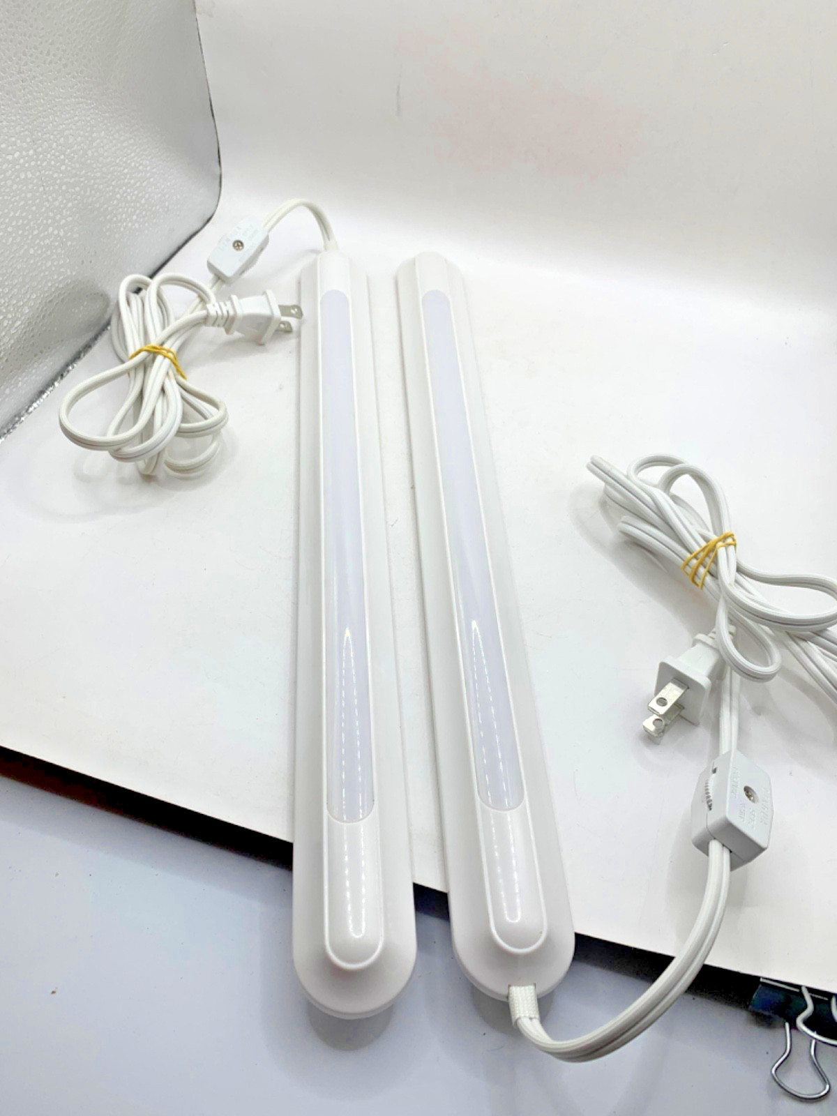 Set of 2 LED Under Cabinet Light Strips Electric Plug On/Off Switch 16"L gallery
