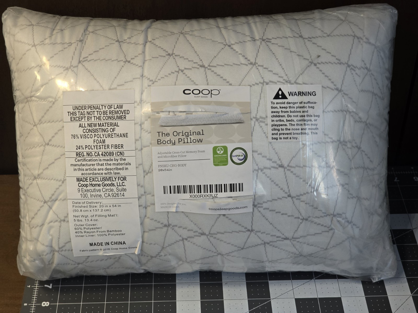 Coop Home Goods Original Adjustable Body Pillow, 20x54 Long Pillow for Back, gallery