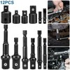 12x Air Impact Socket Adapter Set 3/8 1/4 1/2" Hex Shank Driver Ratchet Reducer gallery