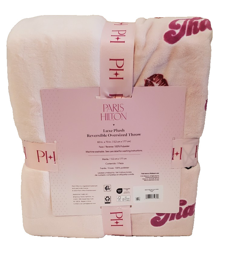 Paris Hilton Luxe Plush Reversible Oversized Throw 60" x 70" That's Hot 35982 gallery