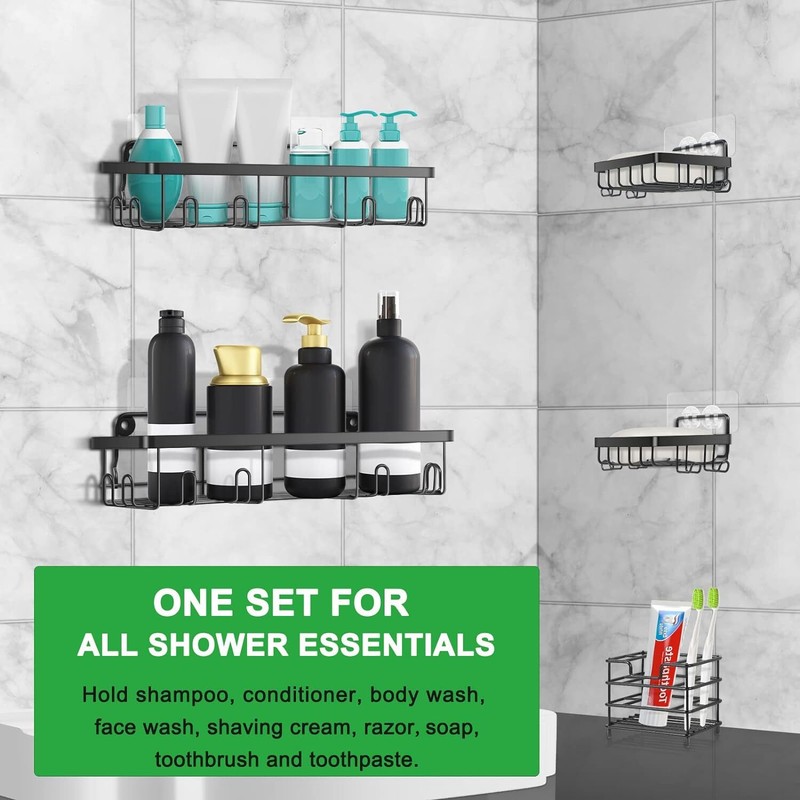 5 Pack/Set Shower Caddy Adhesive Shower Organizer for Bathroom Storage & Kitchen gallery