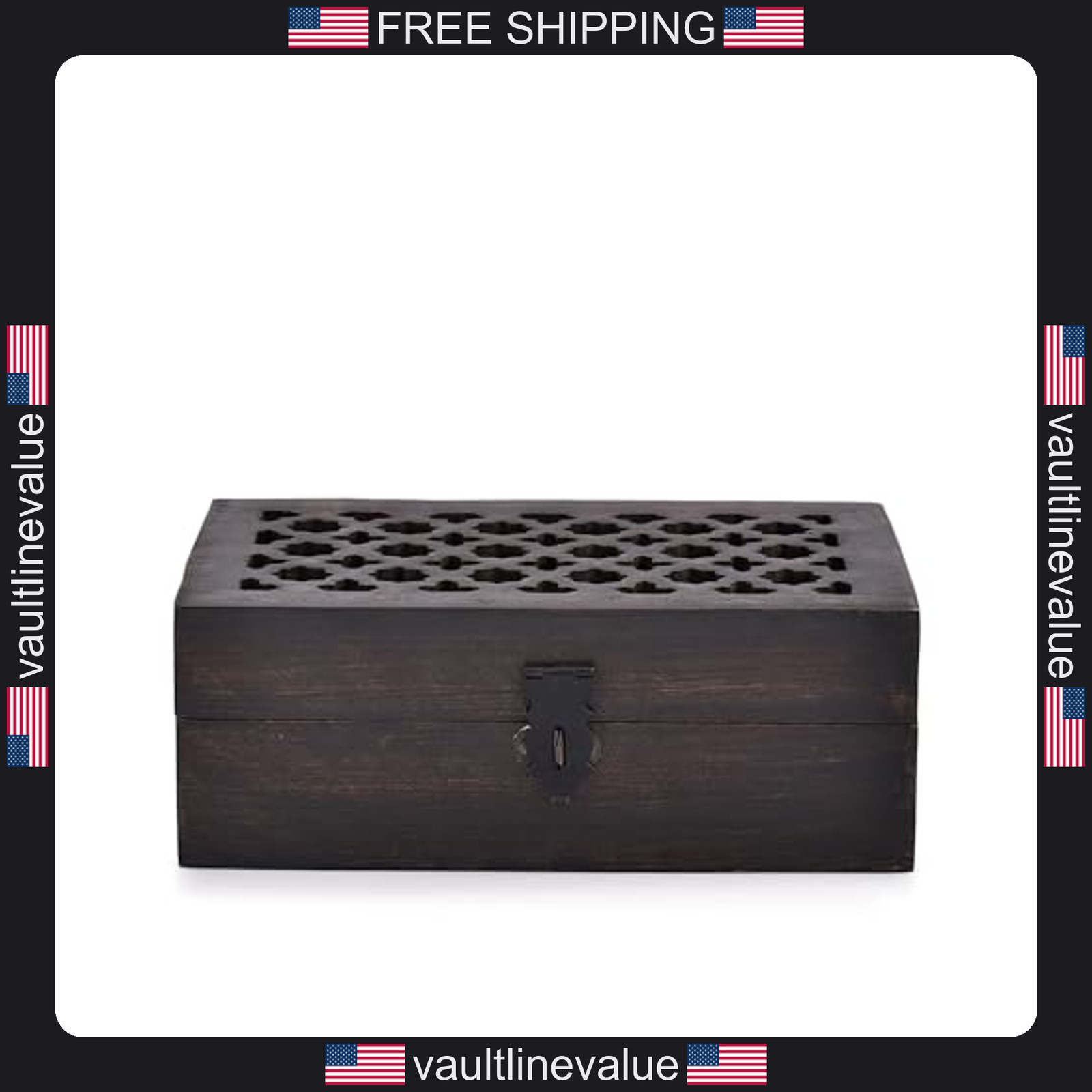 Mango Wood Decorative Box 8x5x3 Inch Hinged Lid for Keepsakes Jewelry Trinkets gallery