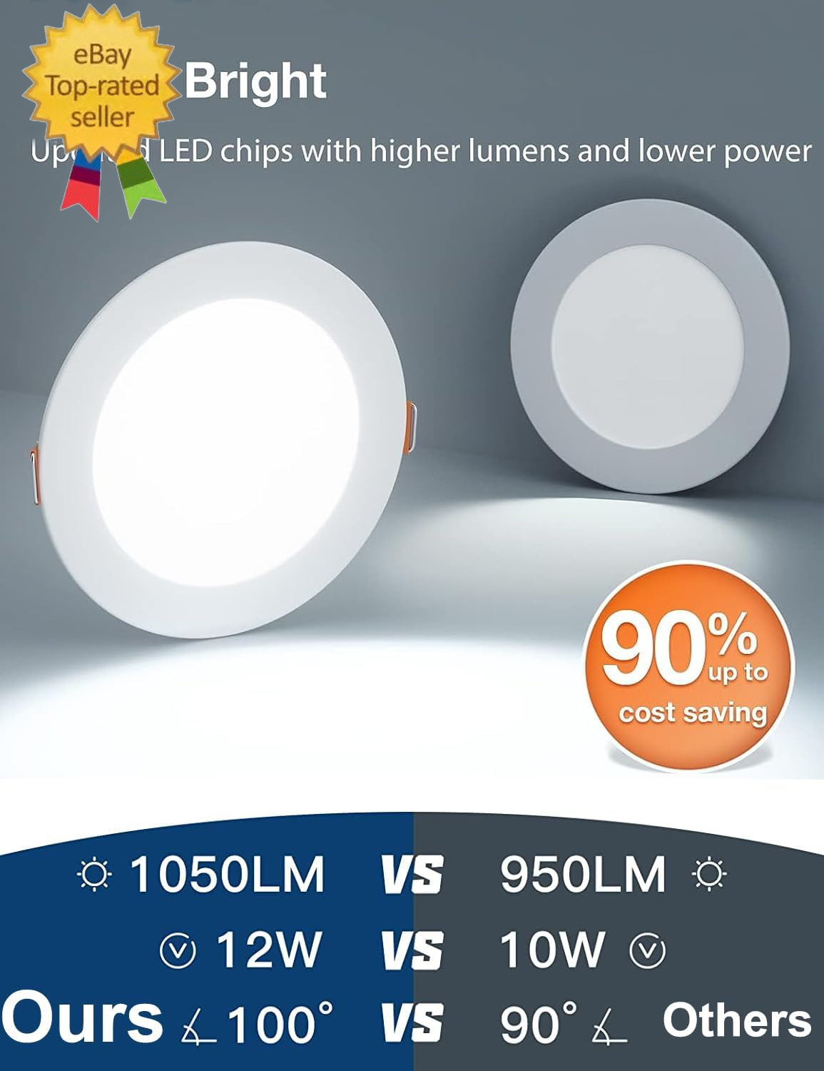 12-Pack 6 Inch LED Recessed Lights 6500K Daylight Ultra-Thin Canless Wafer Downl gallery