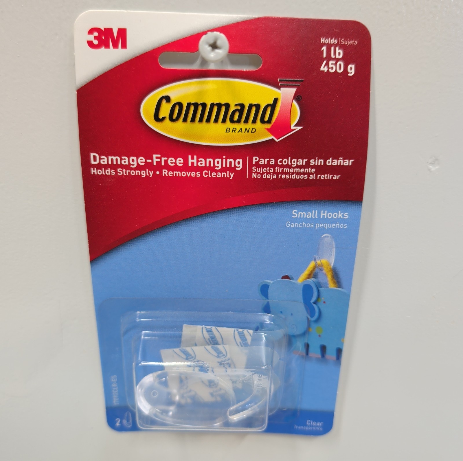 Command Clear Small Wall Hooks 2 Pack w/ 4 Adhesives Holds 1 lb Damage‑Free New gallery