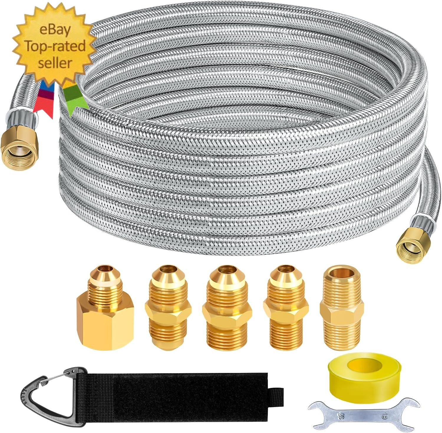 12FT Stainless High Pressure Braided Propane Hose Extension with Conversion gallery