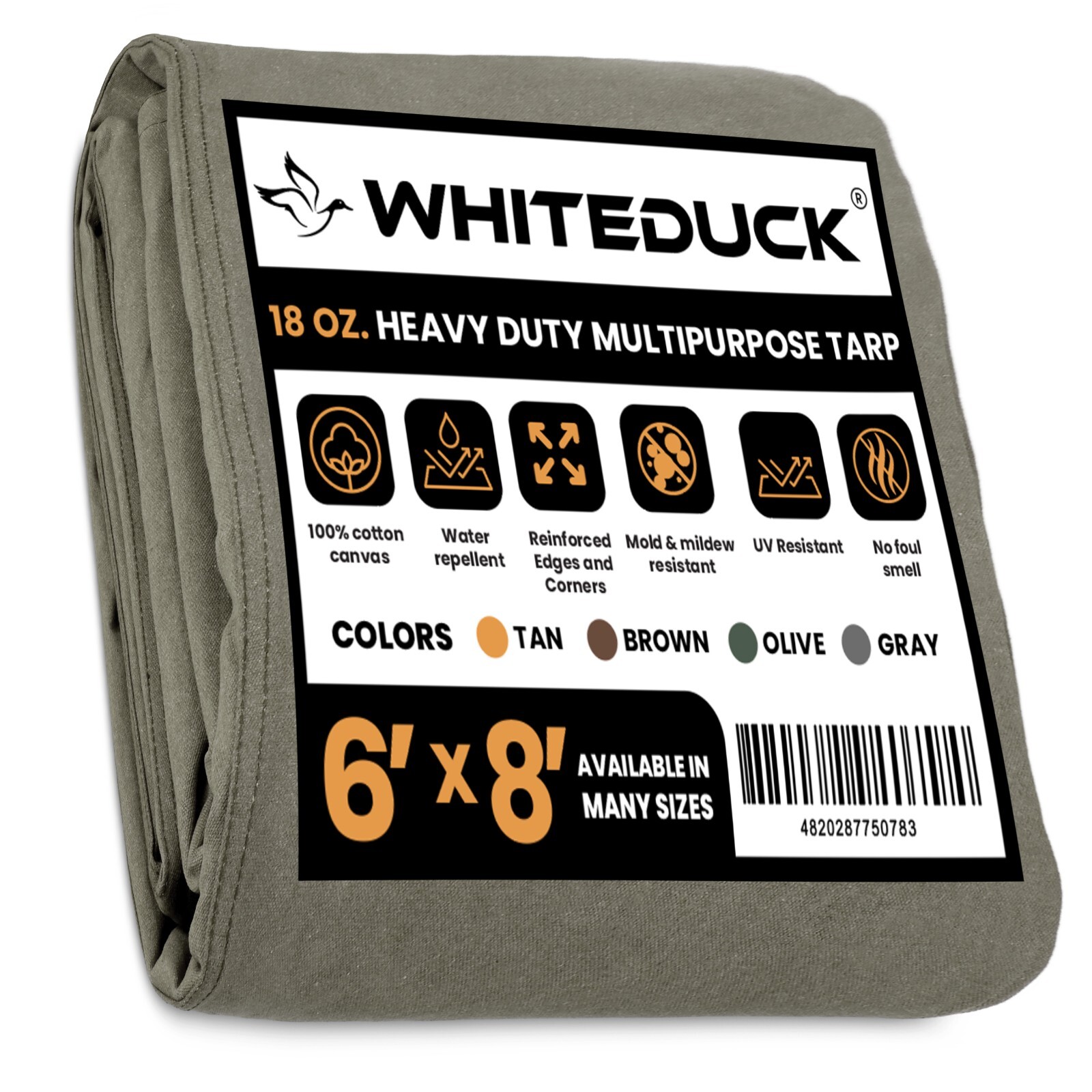 WHITEDUCK Heavy Duty Waterproof Canvas Tarp 18 Oz 100% Cotton Tarpaulin full cov gallery
