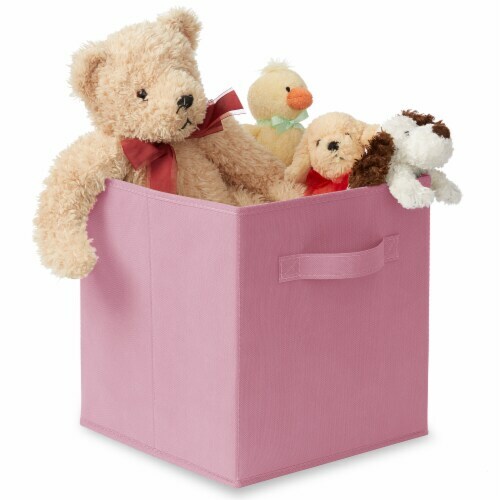 Casafield™ ~ 11" Storage Bin ~ Polyester Cube ~ Pink ~ Solid Pattern gallery