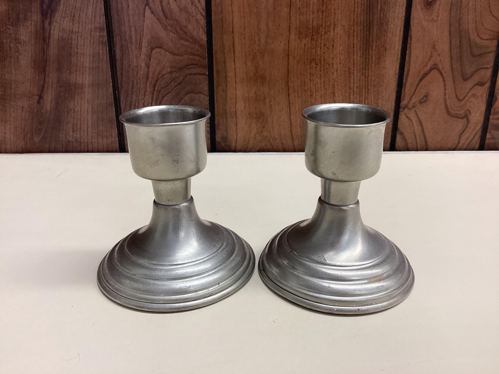 Vintage Reiss Pewter Cobalt Candlestick Holders Set Of 2 Silver Table Decor gallery