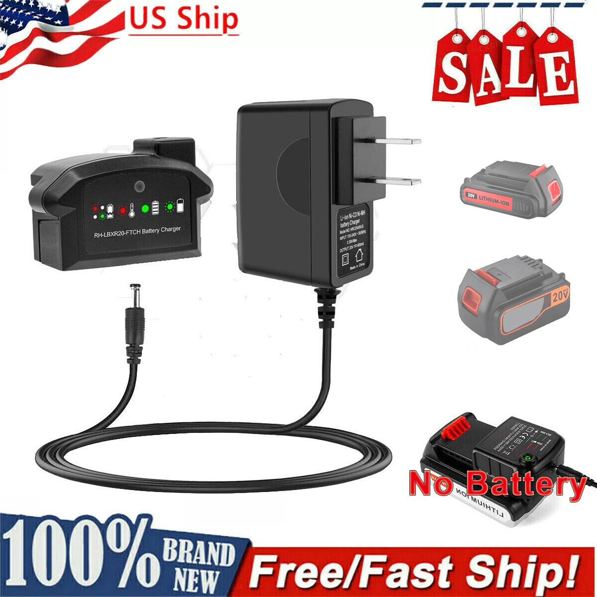 20V Charger LCS1620 For BLACK & DECKER LBXR20 20V MAX Lithium Battery LBXR20-OPE gallery