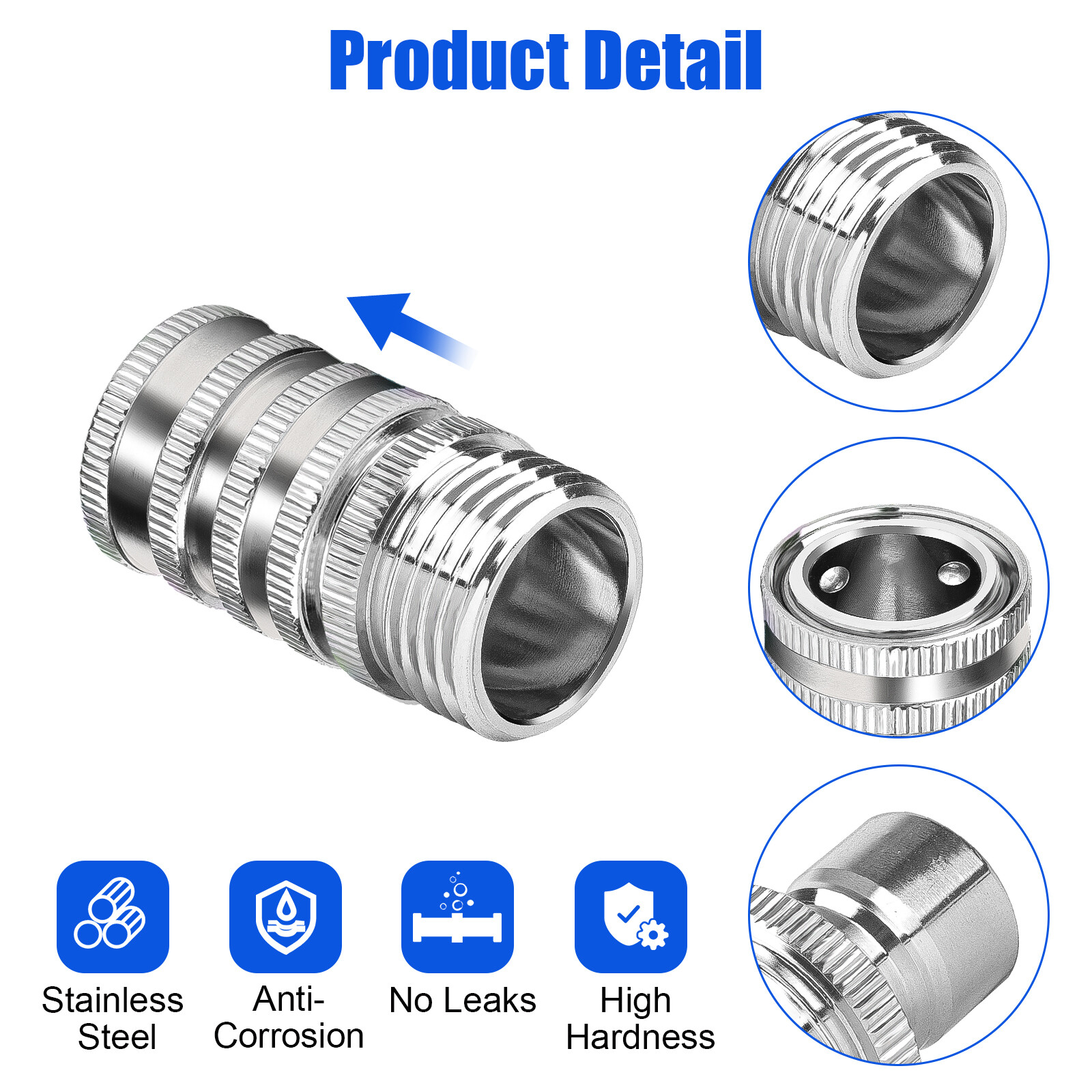 Garden Hose Quick Connect Adapter 3/4Inch GHT Stainless Steel Water Hose Fitting gallery