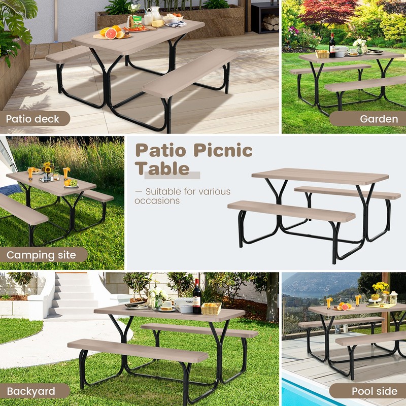 Picnic Table Camping Picnic Bench Set Backyard Garden Patio Dining Party gallery