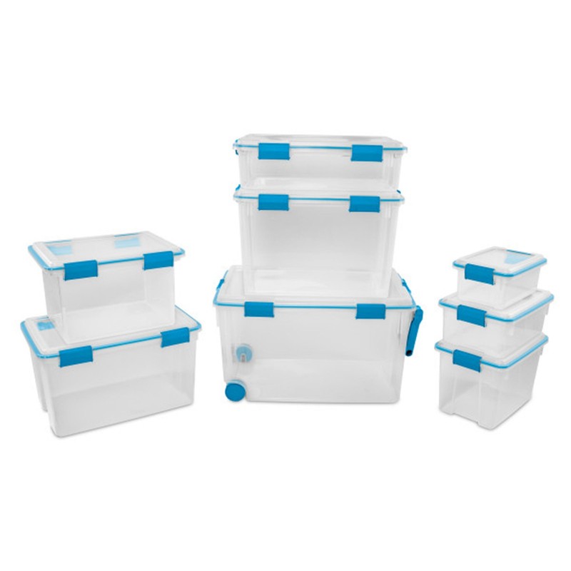 Sterilite 7.5 Quart Gasket Box, Stackable Storage Bin with Latching Lid, 6 Pack gallery