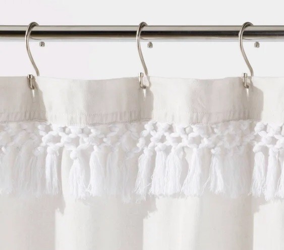 Threshold Gray Crochet Trim 100% Cotton Buttonhole Top 72" Shower Curtain gallery