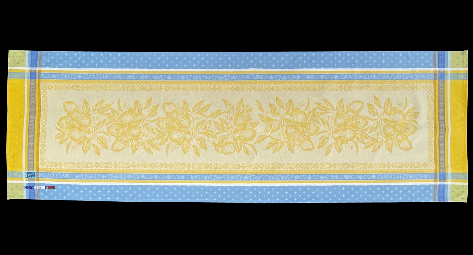 French Jacquard Woven Table Runner Lemon, Geometric, Stripes 20X63 - Made France gallery
