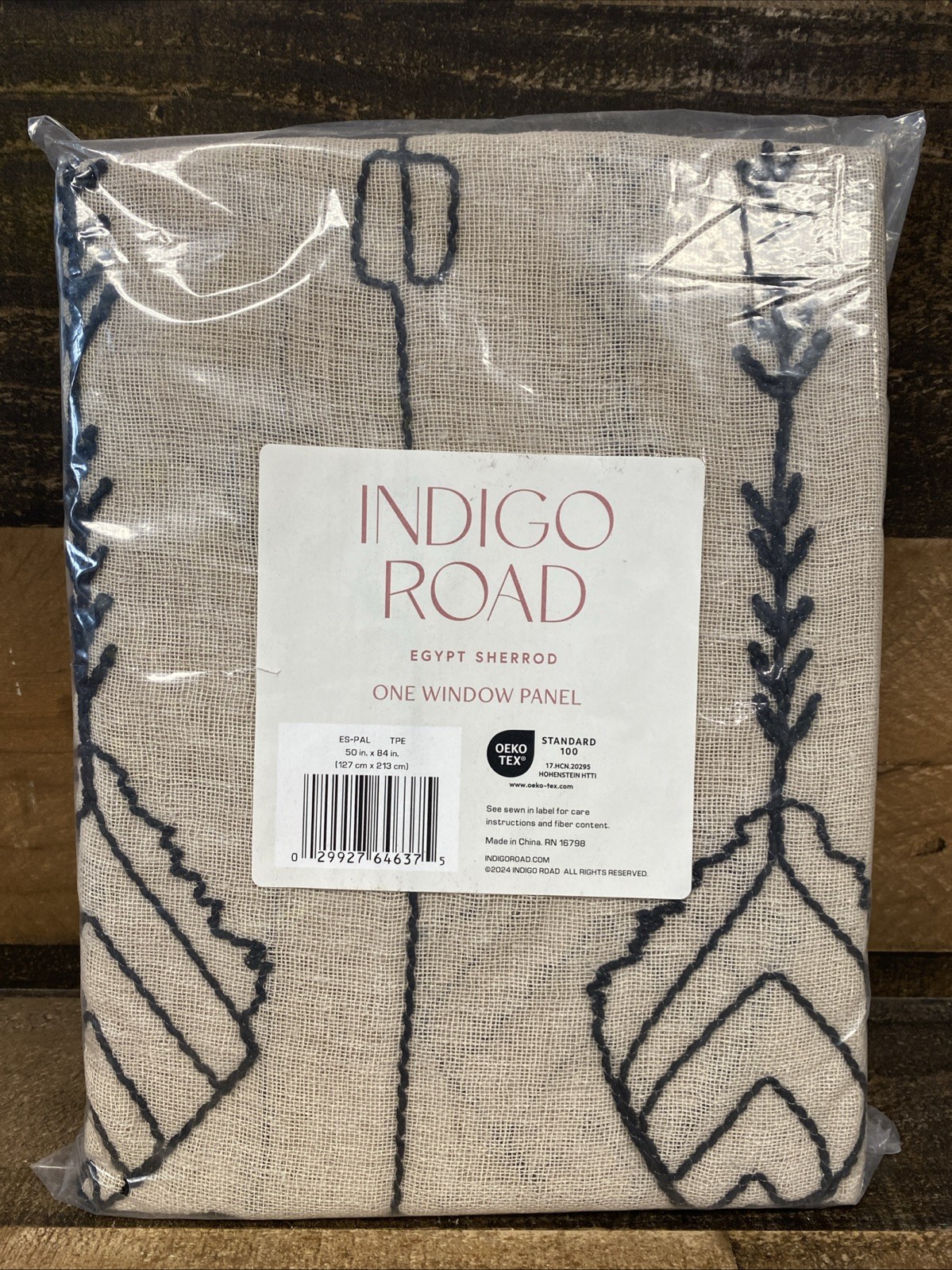 Indigo Road Sheer Geometric Rod Pocket Curtain Panel 50 x 84in Taupe - 1 panel gallery