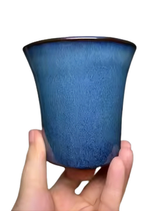 Rectangle Shohin Bonsai / Succulent Pot 3.7"x 3.3"x 3.1" - Blue Glazed gallery