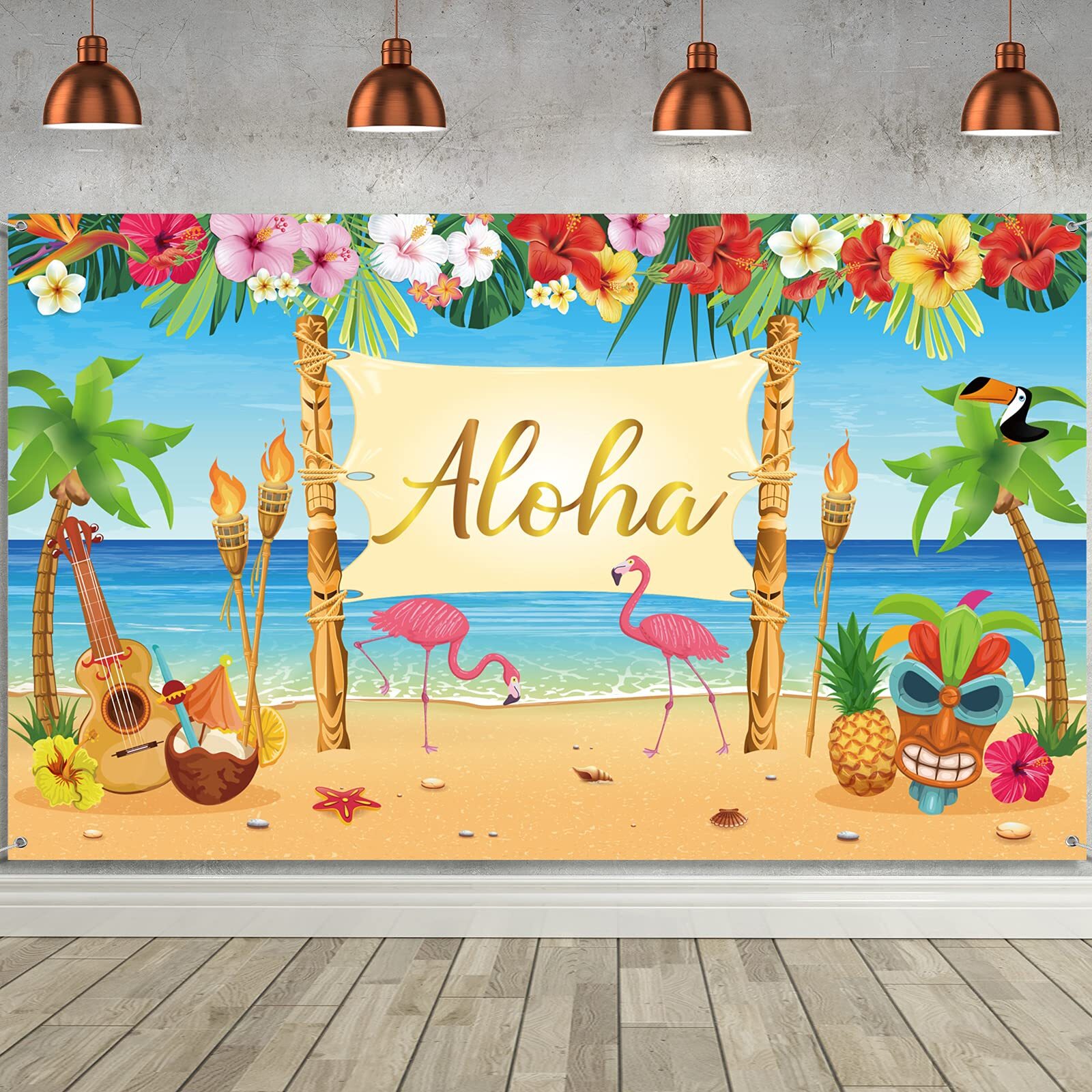 Hawaiian Aloha Decoration, Extra Large Summer Luau Backdrop gallery