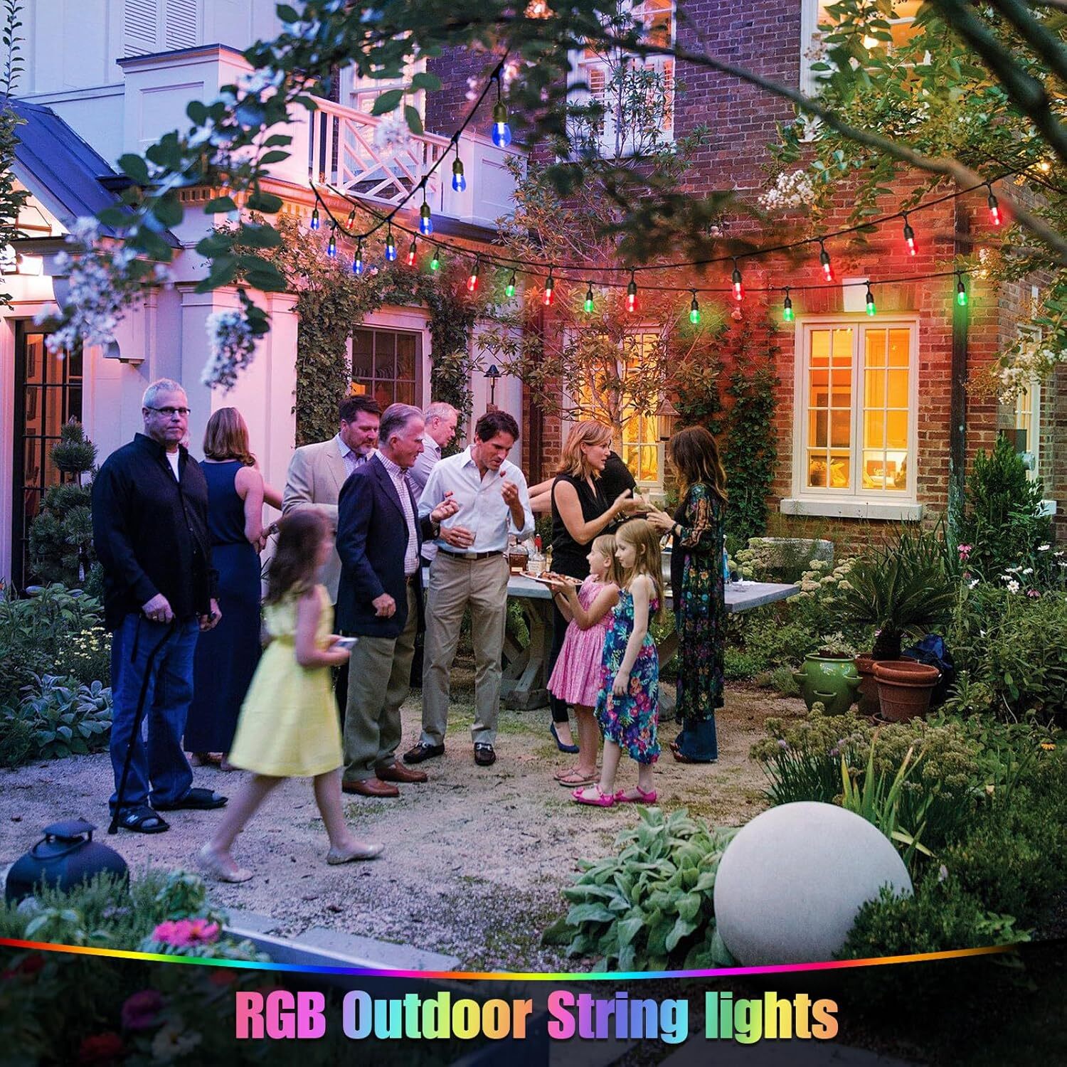 48 Ft Smart Outdoor String Lights RGBCW Color Changing Dimmable Patio String gallery