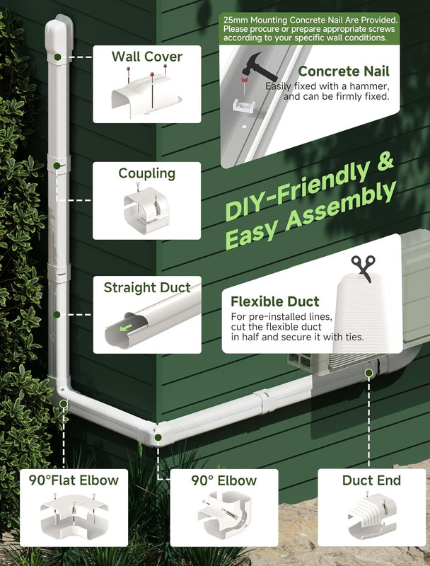 Mini Split Line Set Cover 3 Inch 14Ft, Easy to Install Lineset Cover Kit for Min gallery