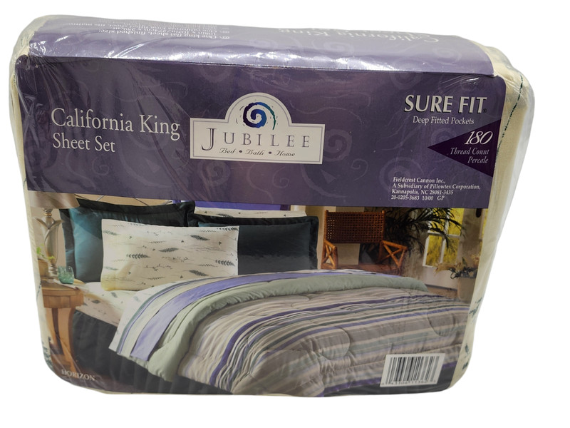New JUBILEE Percale California King Sheet Set Deep Pocket 180 TC STRIPES HORIZON gallery
