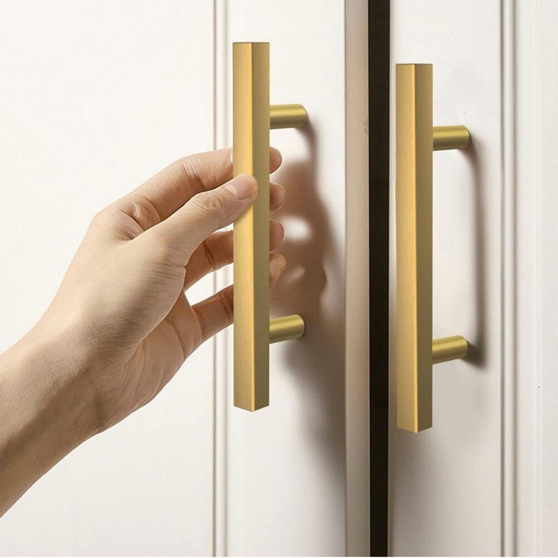 20Pcs T Bar Pull Gold Handles Solid Steel Kitchen Cabinet Hardware Modern Pulls gallery