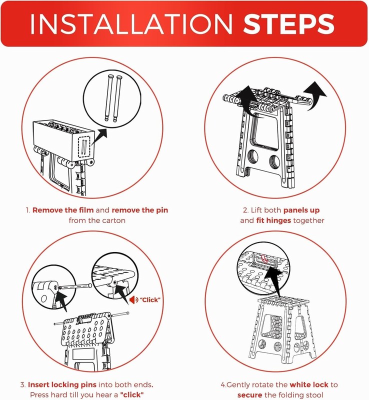 Folding Step Stool Plastic Foldable Stools Upgraded Lock Version 11" 16" 17.5" gallery