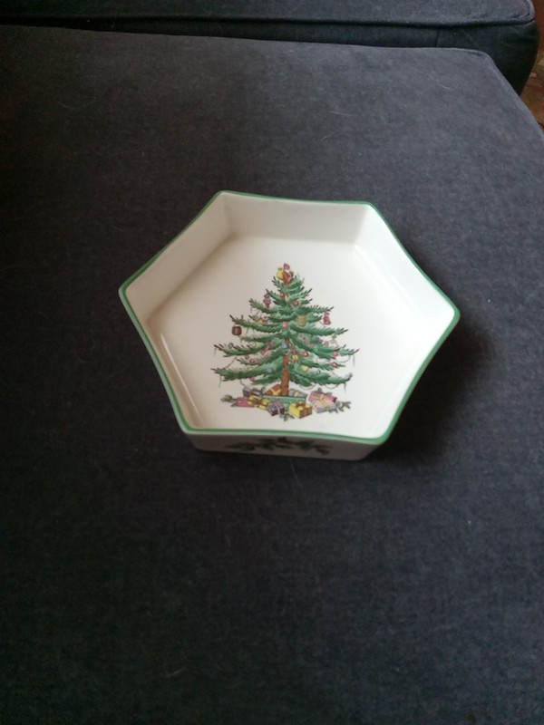 Spode christmas tree hexagonal serving bowl 6” Rare Imperial gallery