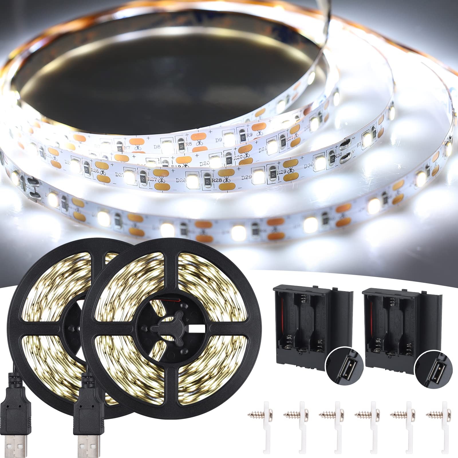 16.4FT Daylight White LED Strip Light with USB 16.4FT/ 2Pcs gallery