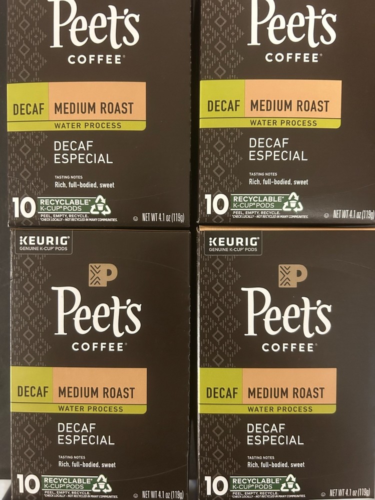 4 BOXES Peet’s Coffee Medium Roast Decaf Especial K-Cup Pods 10 Count EXP 10/26