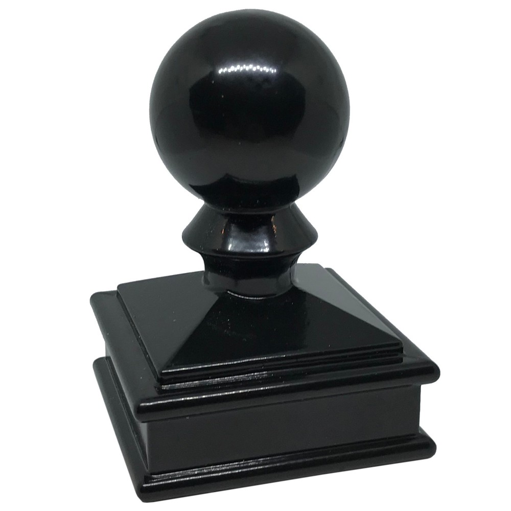 2" x 2" Decorex Hardware Aluminium Ball Top Post Cap for Metal Posts - Black