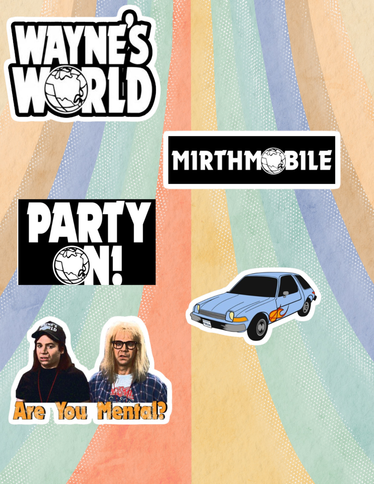 Waynes World 90's Movie 5pc Sticker Pack gallery