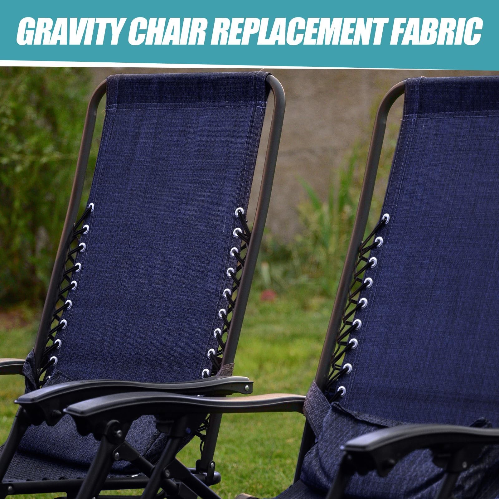 Queekay Zero Gravity Chair Replacement Fabric with 4 63 x 17 Inch, Blue gallery