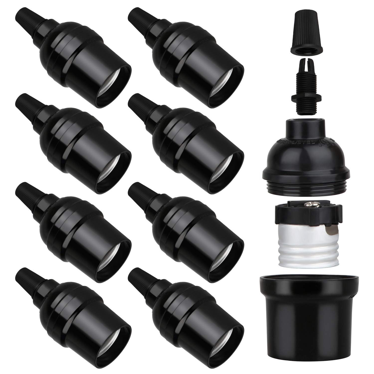 E26 E27 Light Sockets, 8 Packs Edison Period Retro Style Pendant Lamp Holder, Re gallery