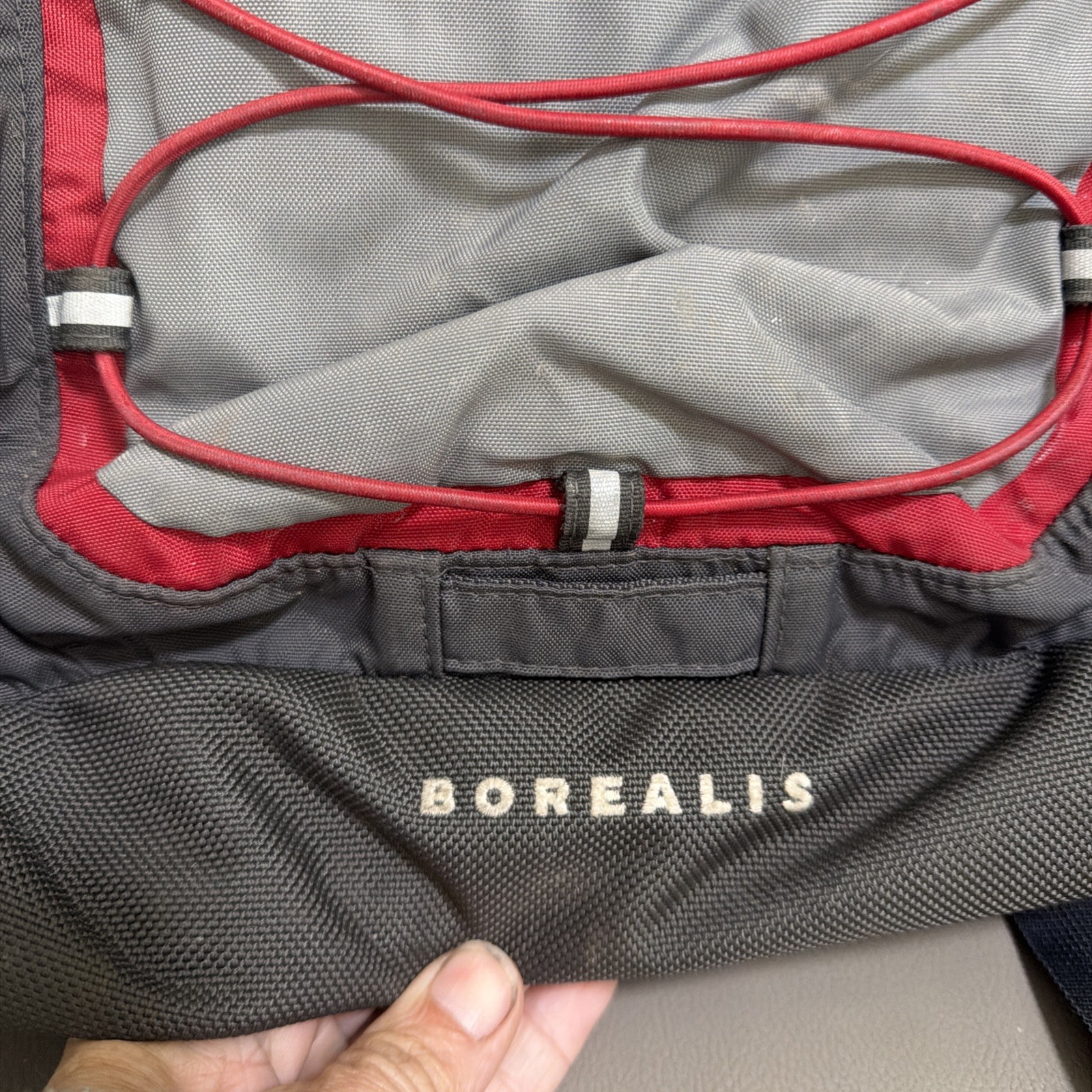 North Face Borealis Backpack Grey Red Preowned 4