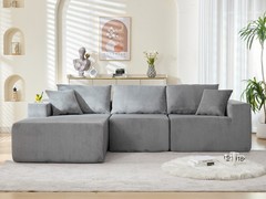 107″ Cloud Sectional Couch with L-Shape Chaise,Modular Corduroy Sofa Living Room