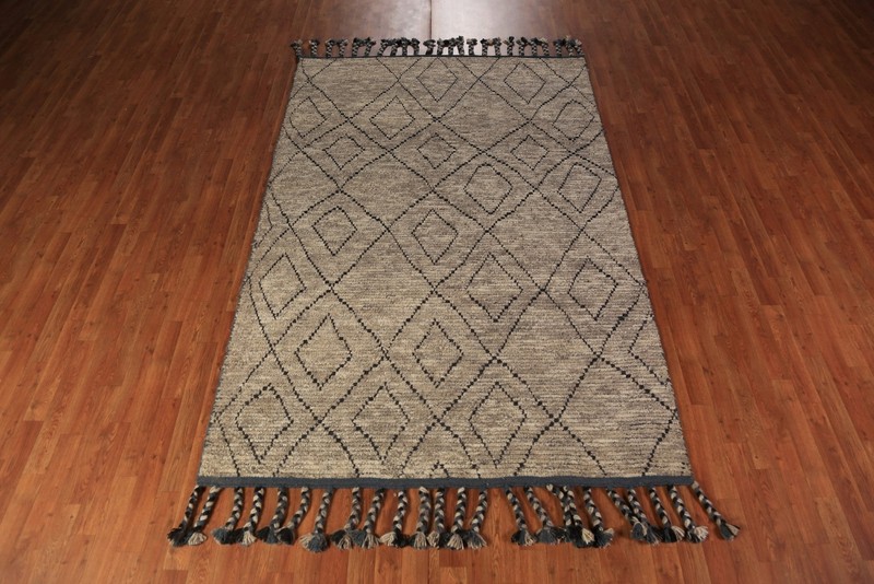 Custom Luxury Hand-Knotted Moroccan Wool Rug Modern Home Decor 6x9 ft gallery