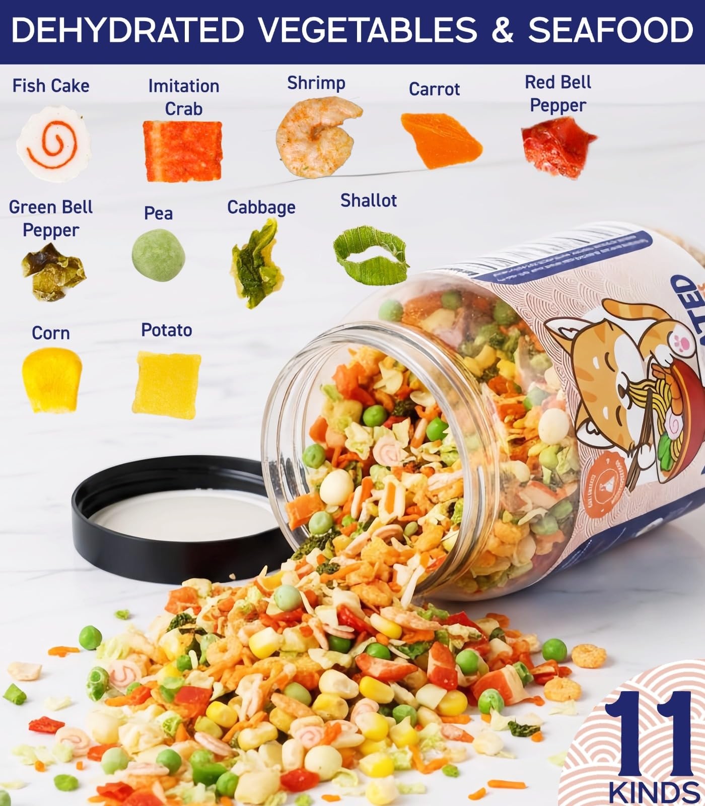 6.5oz FreezeDried Seafood & Vegetable Mix 100% Natural Dehydrated Ramen Topping gallery